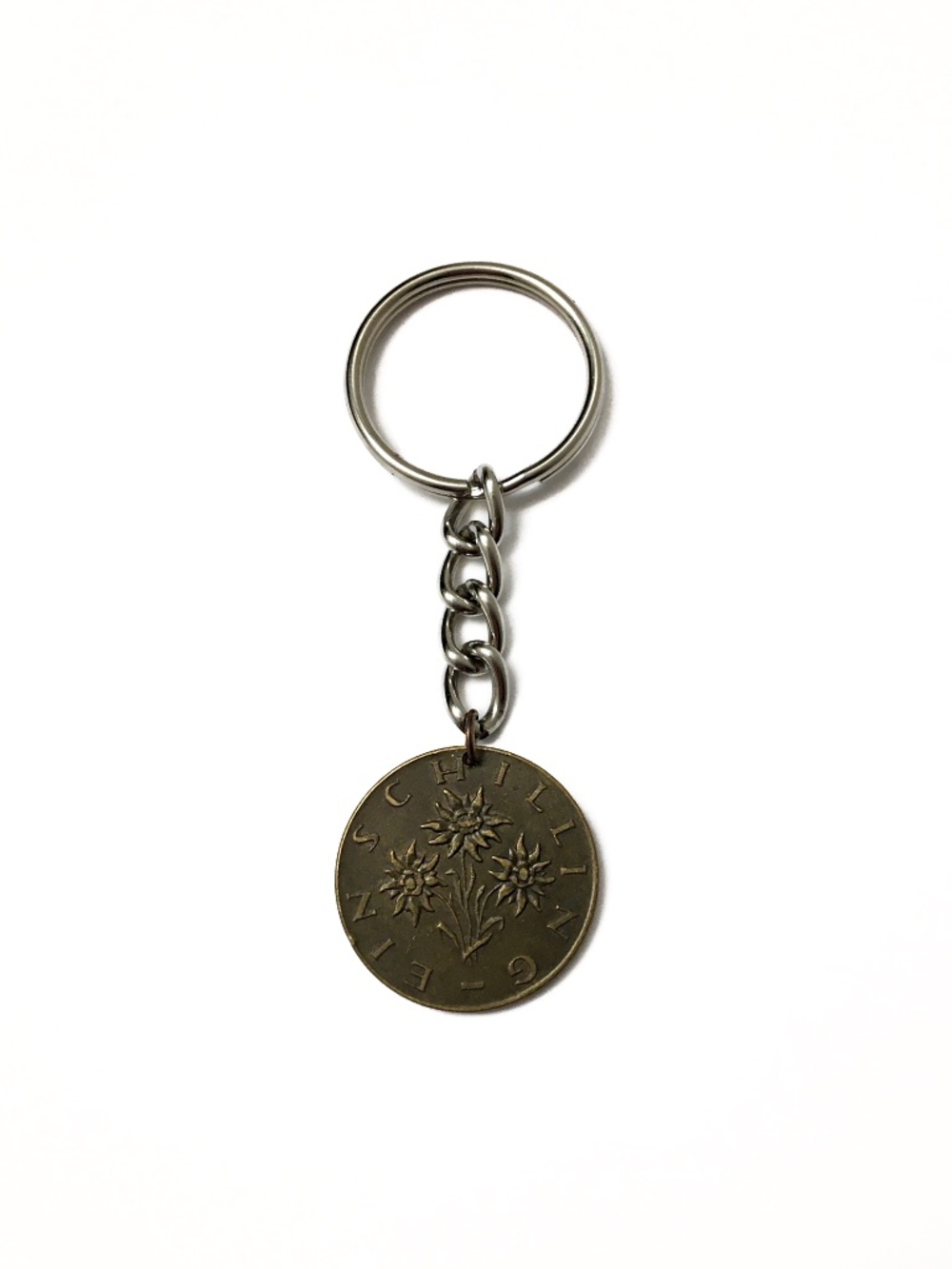 Austrian “Edelweiss” Coin Keychain, Vintage 1968